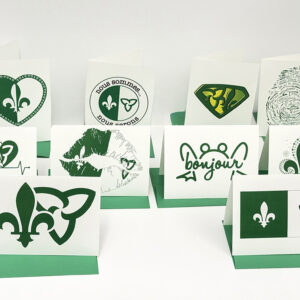 Cartes vierges avec enveloppes vertes